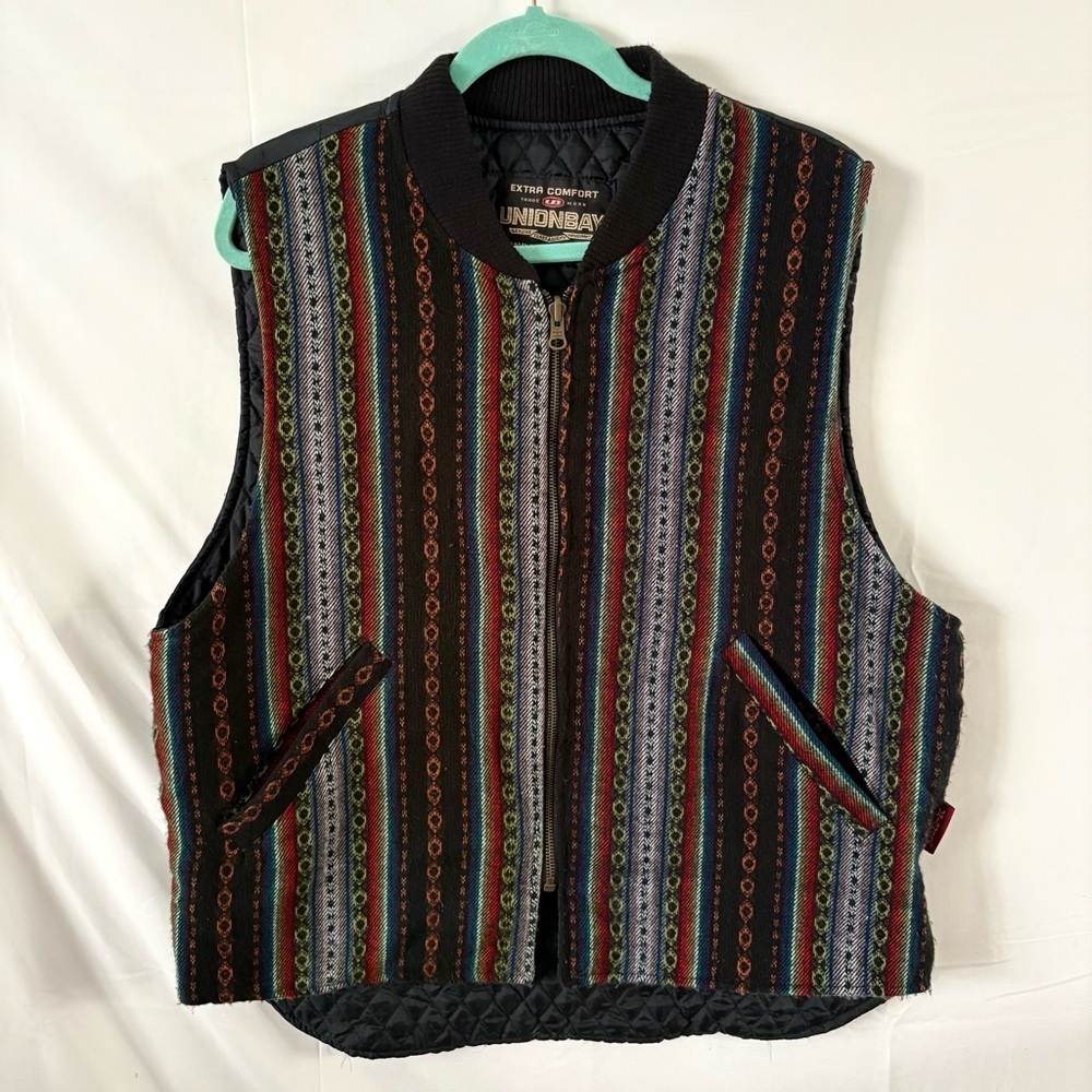 Vintage union bay men’s quilted vest Nordic reversible size XL zarape indie